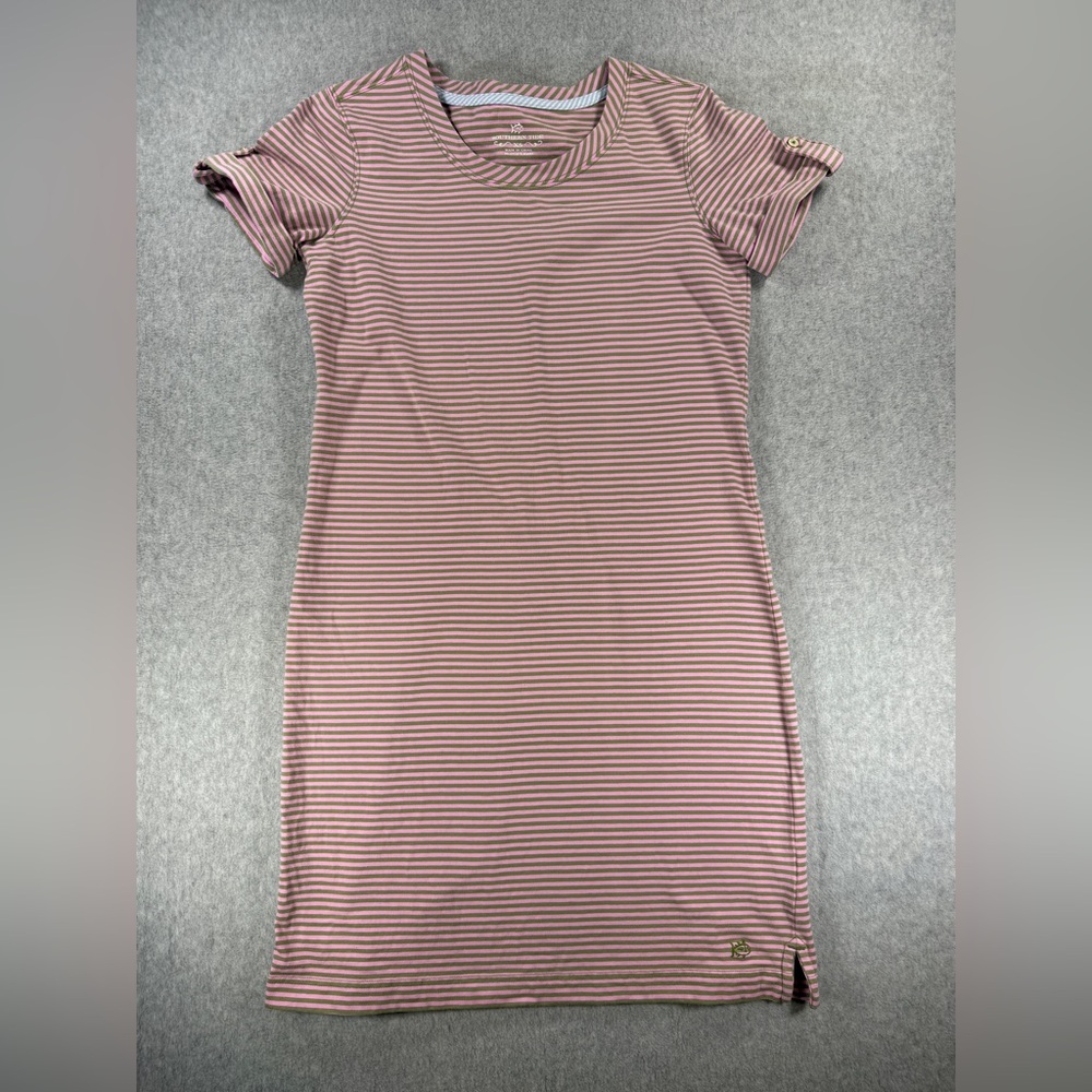 🎣‎ Southern Tide Striped T-Shirt Dress Pink & Olive – Size XS